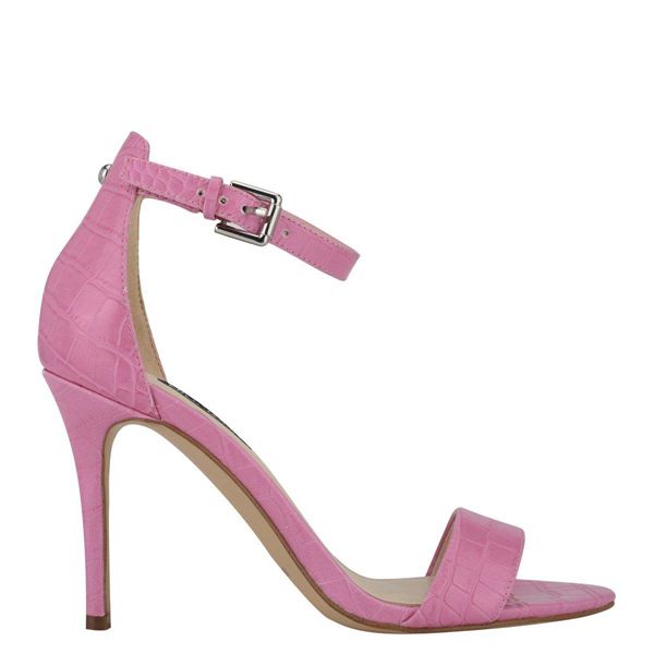 Nine West Mana Ankle Strap Pink Heeled Sandals | Ireland 37K86-6D37